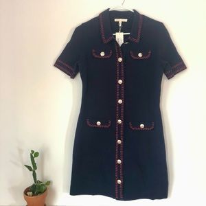 Maje contrast knit dress, sz 8/10 (sz 40 UK), Navy